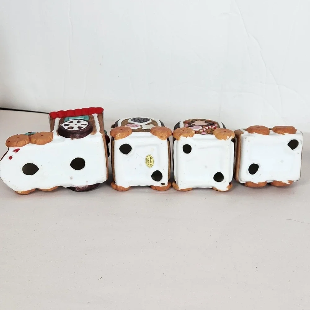 1996 Chadwick‎ Miller Gingerbread Train Ceramic Christmas Ornament Set 4 pcs